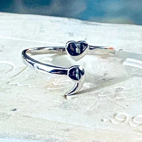 925 Shimmering Sterling Silver Adjustable Semicolon Ring; Your Story Isn't Over - Picture 10 of 13